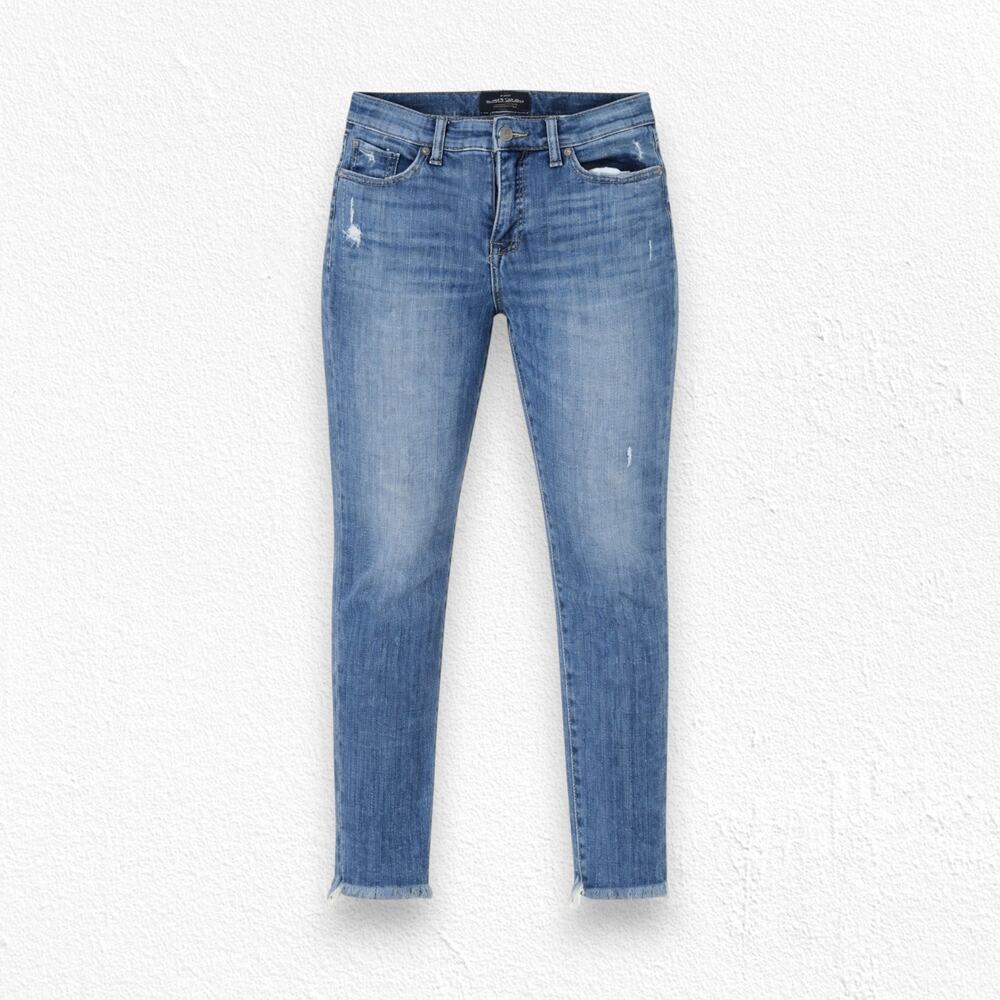 Lucky Brand Medium Wash Distressed Mid Rise Crop Ankle Ava Skinny Jeans Size 6